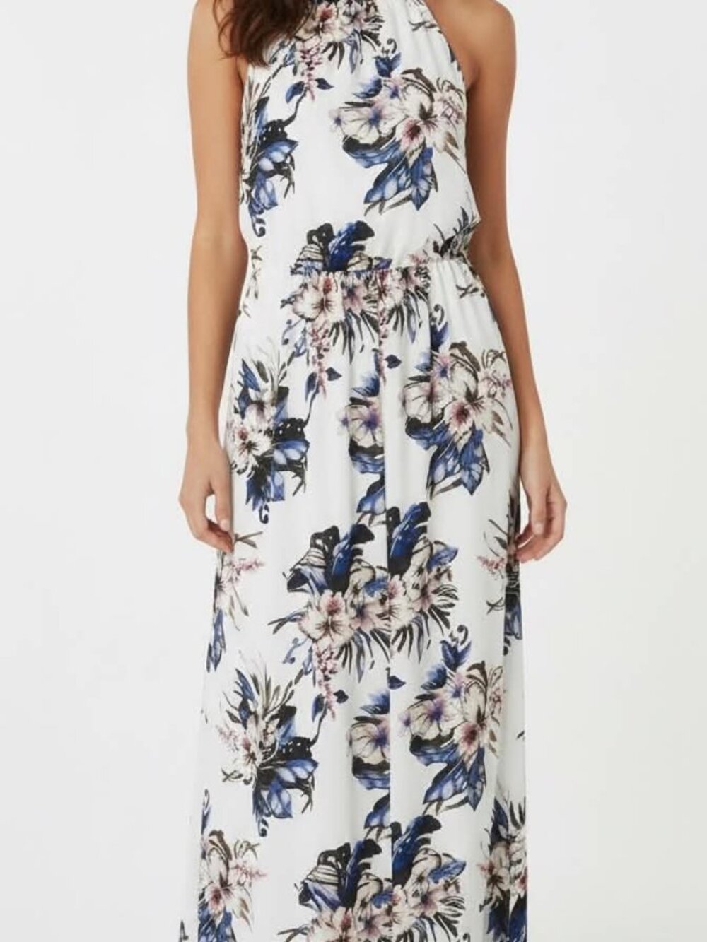 Floral Print Halter Neck Maxi Dress